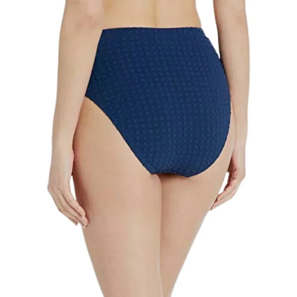 NWT La Blanca Gold Belt Detail Textured Fabric High Waisted Bikini Bottom Sz. 10